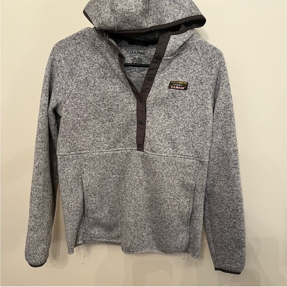 LL Bean Sweater Fleece Pullover Snap Button Hoodie XS - Picture 2 of 5